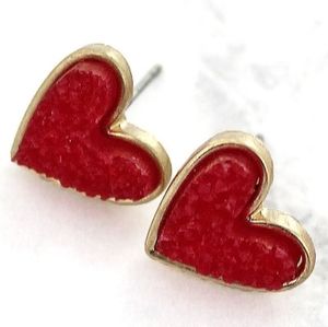 Red heart stud earrings